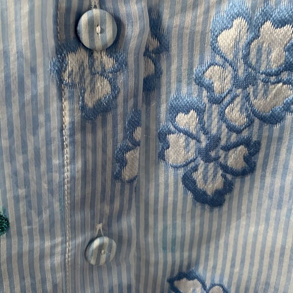 BRAND NEW Luisa Beccaria blue flower Printed Chiffon Blouse - Picture 7 of 12